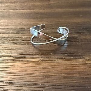 Silver Tone Wavy Cuff Bracelet
